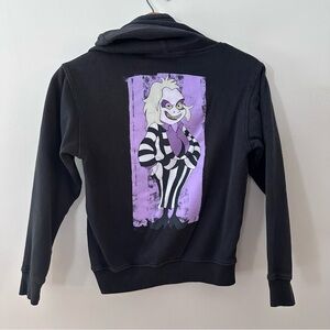 Beetlejuice Cartoon Graphic Hoodie Black Unisex XS Fandom Sweatshirt Tim Burton